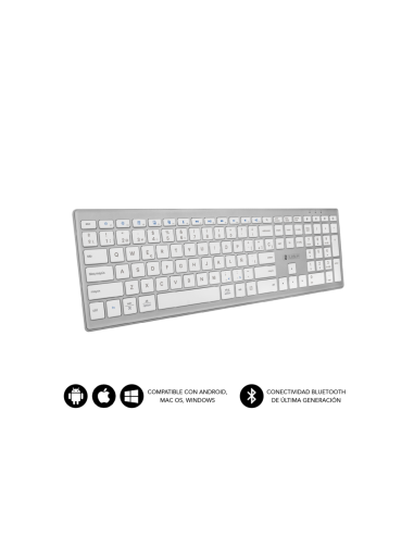 SUBBLIM Teclado Completo delgado inalámbrico Bluetooth Pure Extended Silver