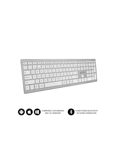 SUBBLIM Teclado Completo delgado inalámbrico Bluetooth Pure Extended Silver