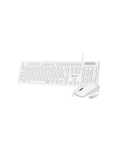 SUBBLIM Teclado Ergonómico y ratón Combo Business Slim Silencioso con cable USB Blanco