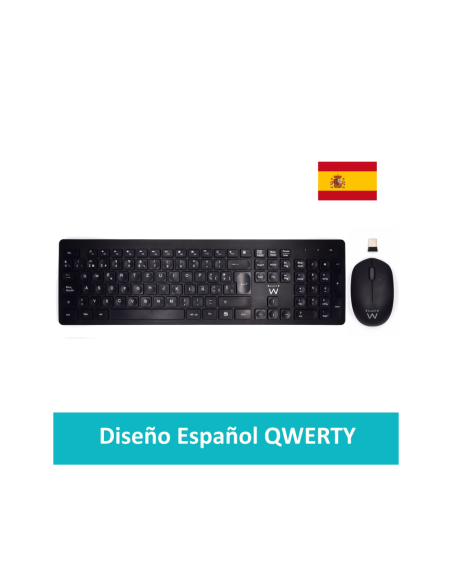 Ewent EW3256 teclado Ratón incluido Universal RF inalámbrico QWERTY Español Negro