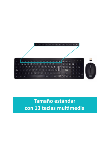 Ewent EW3256 teclado Ratón incluido Universal RF inalámbrico QWERTY Español Negro