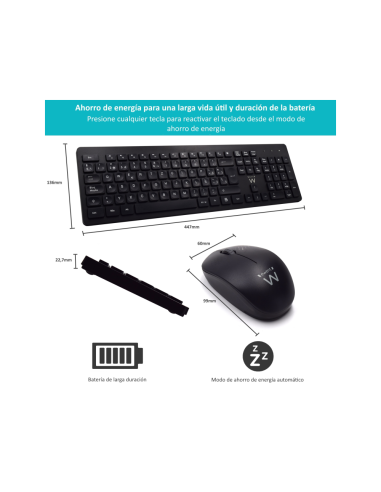 Ewent EW3256 teclado Ratón incluido Universal RF inalámbrico QWERTY Español Negro