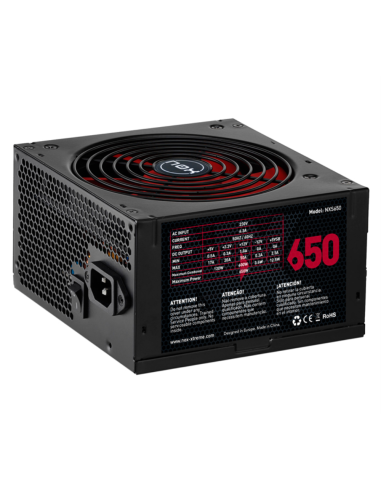 NOX NXS650 unidad de fuente de alimentación 650 W 20+4 pin ATX Negro, Rojo
