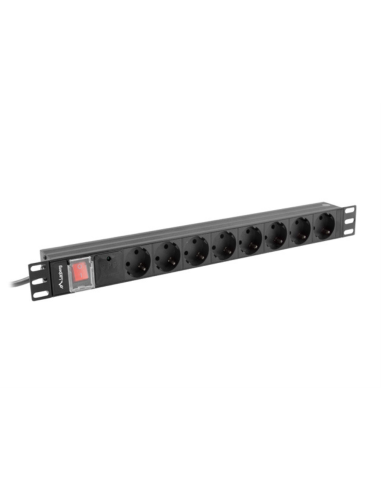Lanberg PDU-08F-0200-BK unidad de distribución de energía (PDU) 8 salidas AC 1U Negro