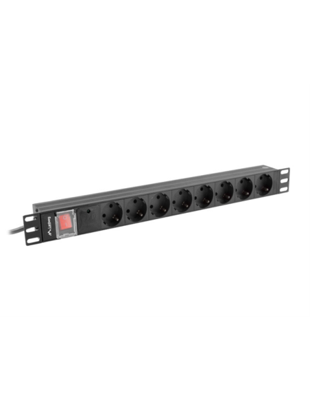 Lanberg PDU-08F-0200-BK unidad de distribución de energía (PDU) 8 salidas AC 1U Negro
