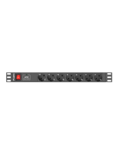 Lanberg PDU-07F-0200-IEC-BK unidad de distribución de energía (PDU) 7 salidas AC 1U Negro