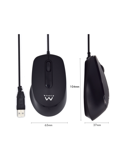 Ewent EW3159 ratón Oficina Ambidextro USB tipo A Óptico 1000 DPI