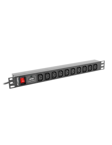 Lanberg PDU-10I-0200-IEC-BK unidad de distribución de energía (PDU) 10 salidas AC 1U Negro