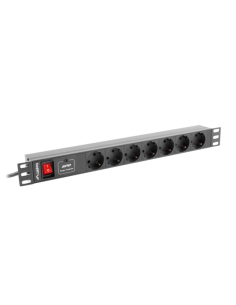 Lanberg PDU-07F-0200-BK unidad de distribución de energía (PDU) 7 salidas AC 1U Negro