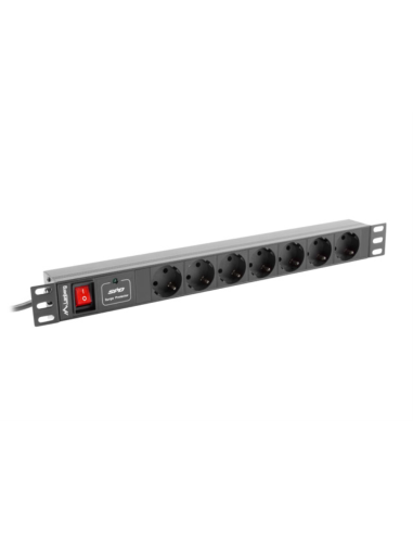Lanberg PDU-07F-0200-BK unidad de distribución de energía (PDU) 7 salidas AC 1U Negro