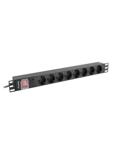 Lanberg PDU-08F-0200-BK unidad de distribución de energía (PDU) 8 salidas AC 1U Negro