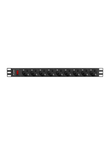 Lanberg PDU-09F-0300-BK unidad de distribución de energía (PDU) 9 salidas AC 1U Negro, Gris