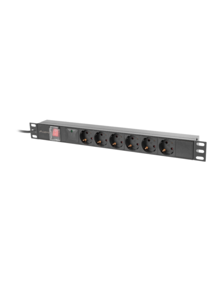 Lanberg PDU-06F-0200-BK unidad de distribución de energía (PDU) 6 salidas AC 1U Negro