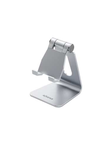 AISENS Soporte De Sobremesa Tamaño M Ajustable (1 Pivote) Para Movil / Tablet, Plata