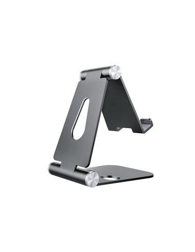 AISENS Soporte De Sobremesa Tamaño M Ajustable (2 Pivotes) Para Movil / Tablet, Gris