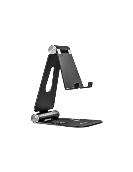 AISENS Soporte De Sobremesa Tamaño XL Ajustable (2 Pivotes) Para Movil / Tablet, Negro