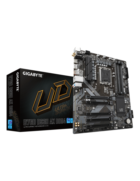 GIGABYTE B760 DS3H AX DDR4 Placa Base - Compatible con procesadores Intel Core de 14ª generación, VRM digital de 8+2+1 fases, ha