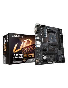 GIGABYTE Placa base A520M S2H - Soporta CPUs AMD Ryzen serie 5000 AM4, VRM digital puro de 4+3 fases, hasta 5100MHz DDR4 (OC), P