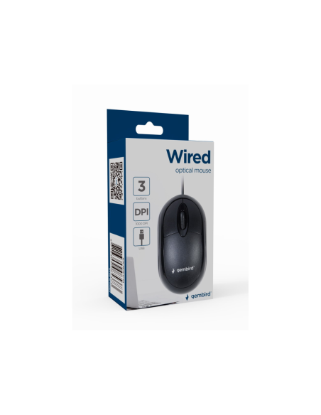 Gembird MUS-U-01 ratón Ambidextro USB tipo A Óptico 1000 DPI
