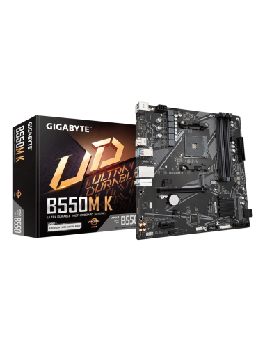 GIGABYTE B550M K Placa base - Procesadores AMD Ryzen 5000, hasta 4733 MHz DDR4, 1xPCIe 4.0 + 1xPCIe 3.0 M.2, LAN 1GbE, USB 3.2 G
