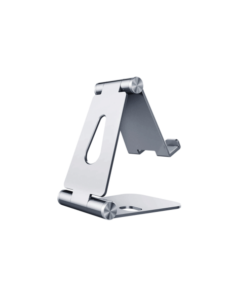 AISENS Soporte De Sobremesa Tamaño M Ajustable (2 Pivotes) Para Movil / Tablet, Plata