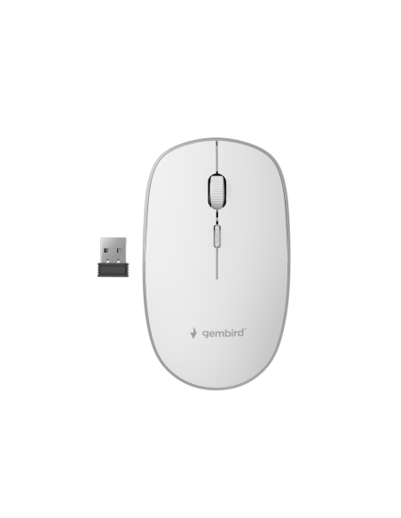 Gembird MUSW-4B-01-W ratón Oficina Ambidextro RF inalámbrico Óptico 1600 DPI