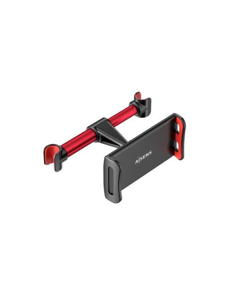 AISENS Soporte Coche Ajustable (1 Pivote) Para Reposacabezas Para Telefono / Tablet, Rojo