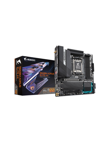 GIGABYTE B650M AORUS ELITE AX Placa base - AMD Ryzen serie 9000, VRM de 12+2+1 fases, hasta 8000 MHz DDR5 (OC), 1xPCIe 5.0 + 1xP