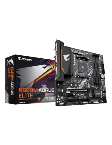 GIGABYTE B550M AORUS ELITE Placa base - Procesadores AMD Ryzen 5000, VRM de 5+3 fases, hasta 4733 MHz DDR4, 1xPCIe 4.0 + 1xPCIe 