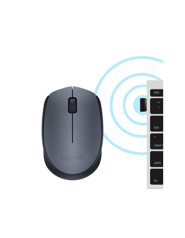 Logitech M170 Grey-K ratón Oficina Ambidextro RF inalámbrico Óptico 1000 DPI