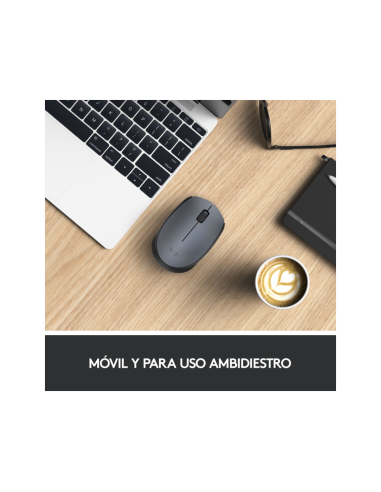 Logitech M170 Grey-K ratón Oficina Ambidextro RF inalámbrico Óptico 1000 DPI