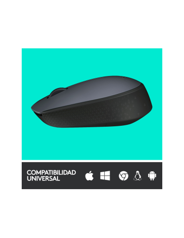 Logitech M170 Grey-K ratón Oficina Ambidextro RF inalámbrico Óptico 1000 DPI