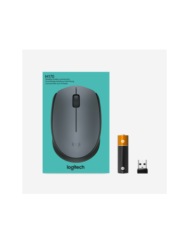 Logitech M170 Grey-K ratón Oficina Ambidextro RF inalámbrico Óptico 1000 DPI