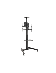 TooQ “COMETA” Soporte de Suelo con Ruedas con Regulación de Altura para Pantallas 37"- 70", Rotación 90°, Negro