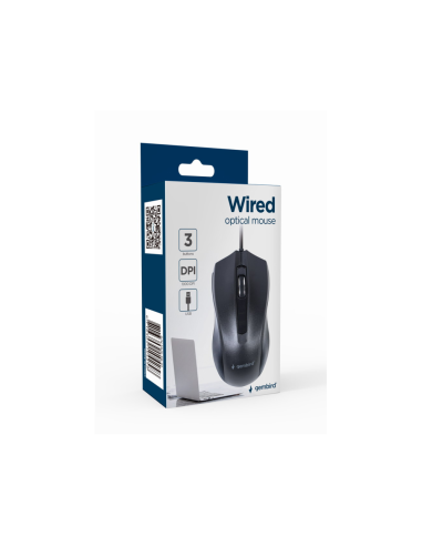 Gembird MUS-3B-01 ratón Oficina Ambidextro USB tipo A Óptico 1000 DPI