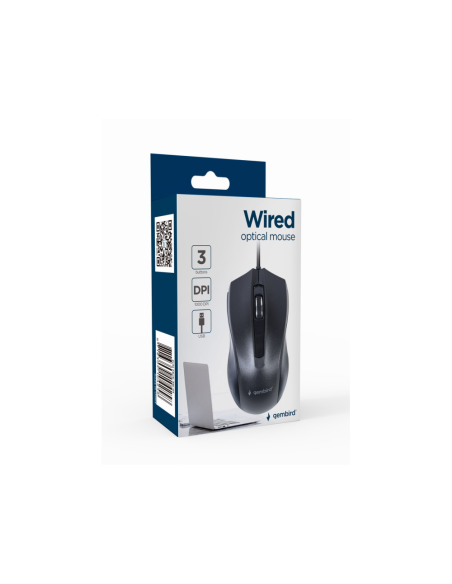 Gembird MUS-3B-01 ratón Oficina Ambidextro USB tipo A Óptico 1000 DPI