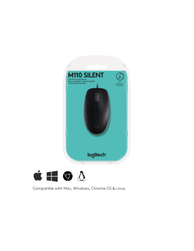 Logitech B110 Silent ratón Oficina Ambidextro USB tipo A Óptico 1000 DPI