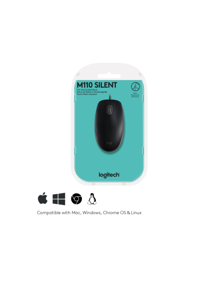 Logitech B110 Silent ratón Oficina Ambidextro USB tipo A Óptico 1000 DPI