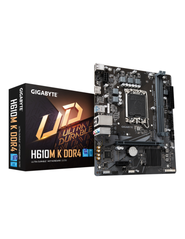 GIGABYTE H610M K DDR4 Placa base - Compatible con procesadores Intel Core 14th Gen CPUs, 3+1+1 Phases Hybrid Power Design, up to