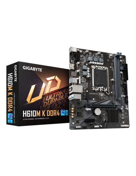 GIGABYTE H610M K DDR4 Placa base - Compatible con procesadores Intel Core 14th Gen CPUs, 3+1+1 Phases Hybrid Power Design, up to