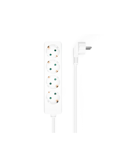AISENS Base Multiple 4 Tomas Sin Interruptor Con Cable 3x1.5mm2, Blanco, 1.4m