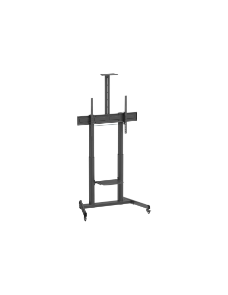 AISENS Soporte De Suelo Eco Con Ruedas Y Manivela, Bandeja Para DVD Y Soporte De Camara Para Monitor/TV 120kg De 60"-100", Negro