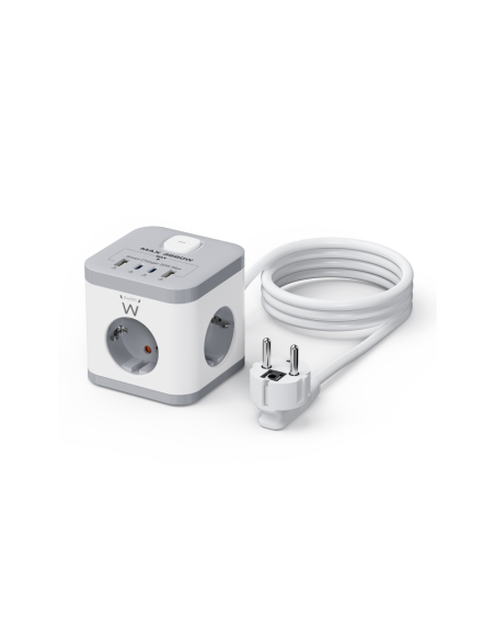 Ewent EW3863 base múltiple 1,5 m 3 salidas AC Interior Gris, Blanco