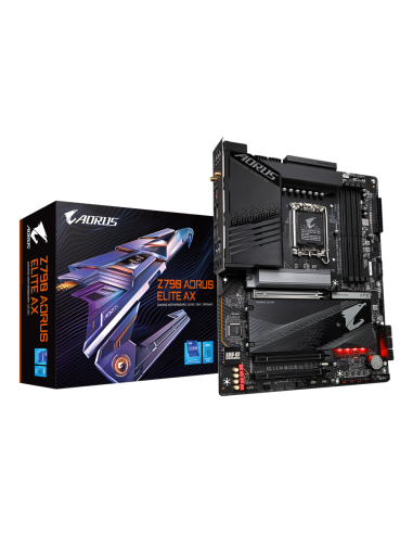GIGABYTE Z790 AORUS ELITE AX Placa base - Soporta CPUs Intel Core de 14ª generación, 16*+2+1 fases de VRM digital, hasta 7600MHz
