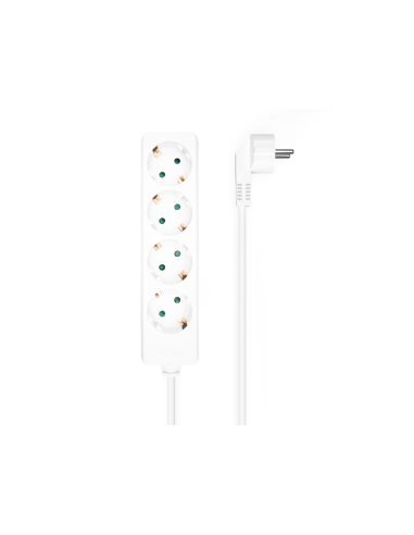 AISENS Base Multiple 4 Tomas Sin Interruptor Con Cable 3x1.5mm2, Blanco, 1.4m