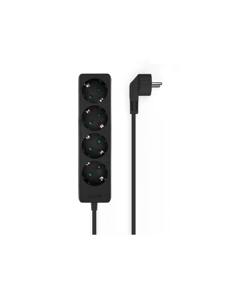 AISENS Base Multiple 4 Tomas Sin Interruptor Con Cable 3x1.5mm2, Negro, 1.4m