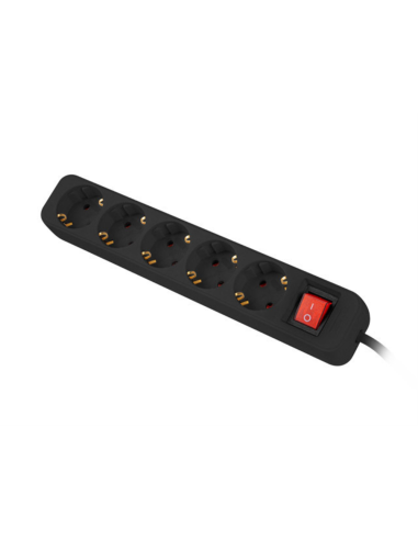 Lanberg PS1-05F-0300-BK base múltiple 3 m 5 salidas AC Interior Negro