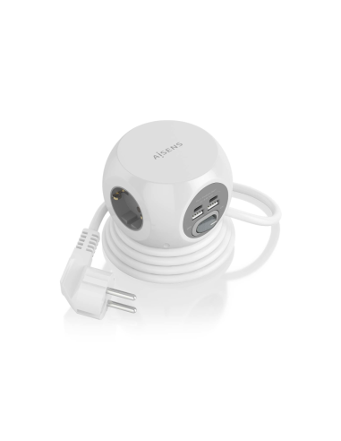 AISENS ASPS-2A2C04-W base múltiple 1,4 m 3 salidas AC Interior