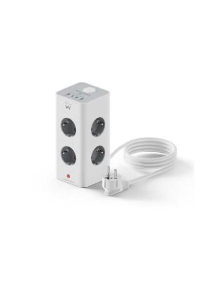 Ewent EW3864 base múltiple 2 m 8 salidas AC Interior Gris, Blanco