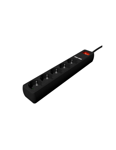 Gembird SPG5-U2-5-02 base múltiple 1,5 m 5 salidas AC Interior Negro
